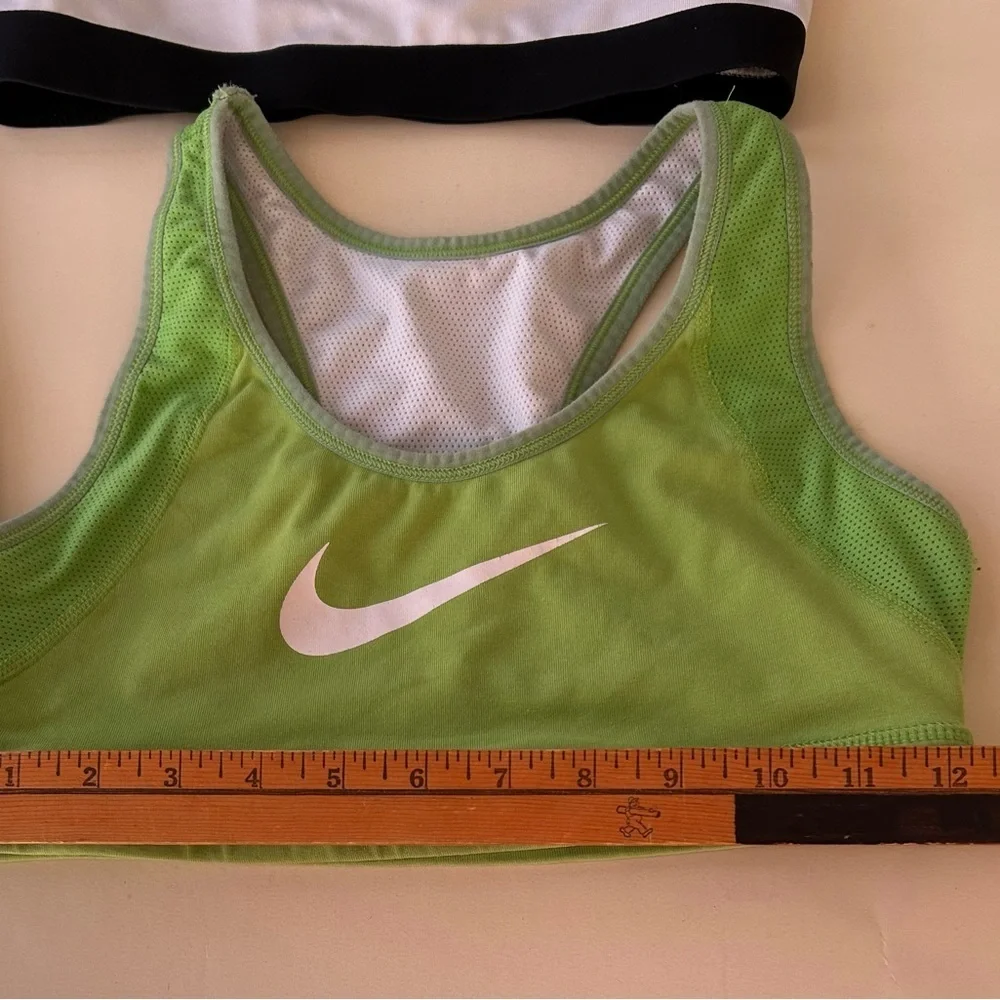 Nike Black Mesh Tank with White and Lime Green Sports Bras size S